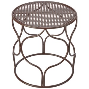 Brauner Pflanzhocker aus pulverbeschichtetem Eisen, Ø 32 cm, für Garten und Innenbereich.