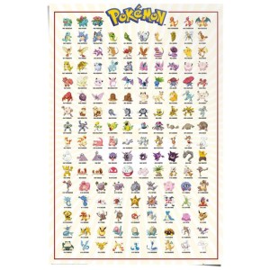 Maxiposter Pokemon Kanto 151 (61x91,5cm) mit Illustrationen aller Pokemon der ersten Generation.