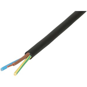 Cavo in gomma nero GD-Kabel H05RR-F 3x1,5 mm², lunghezza 10 m.