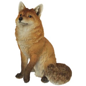 Sitzender, brauner Vivid Arts Fuchs als Gartendeko, 48,5x42x31,3cm.