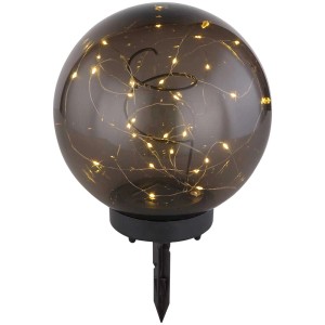 Globo lampada solare a sfera effetto fumo, Ø 20cm, con luci LED per giardino e terrazzo.