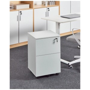 Beliani Armoire de bureau Johnson à roulettes gris clair 62 x 40 x 40 cm