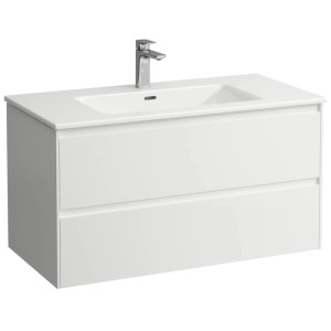 Set mobili bagno Laufen Pro X: lavabo in ceramica bianco con mobile sottolavabo, 2 cassetti lucidi, 100x50 cm.