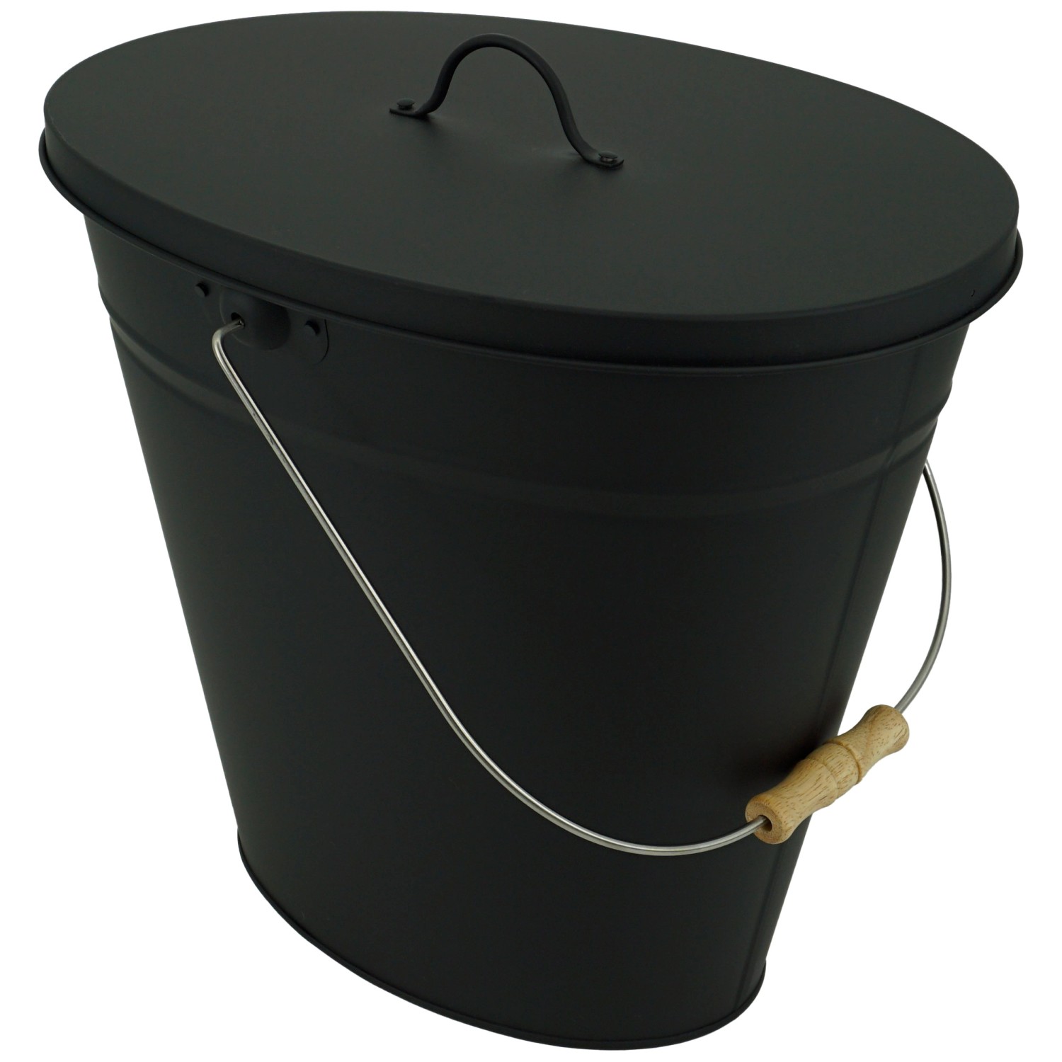 Valo Ascheeimer oval mit Deckel Schwarz (HxBxT) 42 x 31 x 61 cm / 24 l