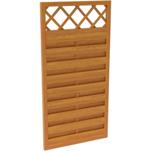 Clôture de protection Country lasurée pin, 180x90 cm, avec partie supérieure en treillis.