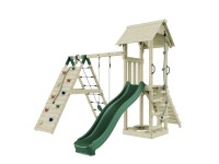 PolarPlay Spielturm Trondheim Schaukel Kletterturm Rutsche Dunkelgrün