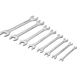 Jeu de clés plates LUX Comfort 8 pièces (6-22 mm) en acier chrome vanadium.