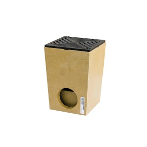Avaloir de cour ACO Self avec grille en fonte, 25x25x36,5 cm, en béton polymère pour drainage jardin.