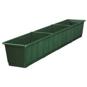 Jardinière standard vert foncé avec structure en bois, longueur 98,5 cm.
