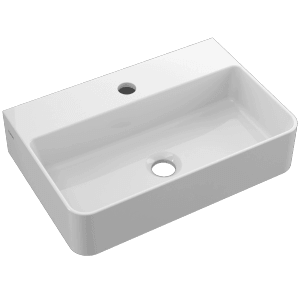 Lavabo Domberg DB2005, 46x30,5 cm, blanc, design slim pour salle de bain/WC invités.