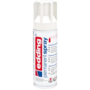Spray permanent Edding 5200 blanc signalisation, finition satinée pour diverses surfaces.