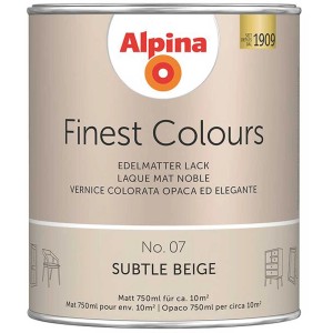 Alpina Finest Colours Buntlack Subtle Beige, 750ml Dose. Edelmatter Lack für Innenräume.