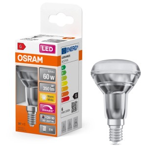 Osram LED Reflektor R50 E14, 60W, warmweiß, dimmbar. Energiesparendes Leuchtmittel mit E14-Sockel.