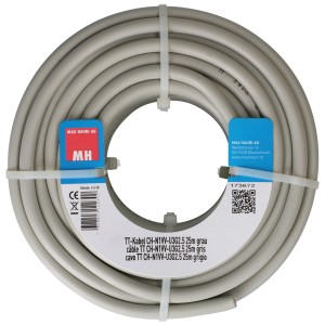 Câble TT CH-N1VV-U gris, 3x2,5 mm², rouleau de 25 m pour installation électrique.