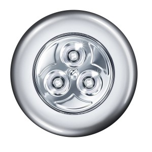 Lampada Osram LED DOT-it Classic argentata, una piccola luce notturna con tre LED.