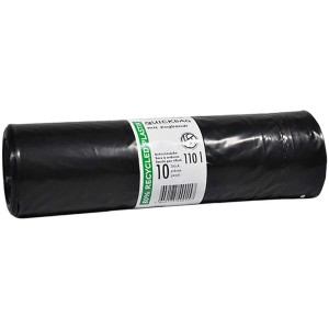 Sacs poubelle noirs en rouleau, 110 l, 10 pièces.