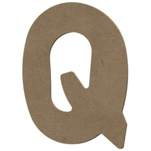 Gomille figura in MDF lettera Q, naturale, 6x8 cm, per bricolage e decorazioni.