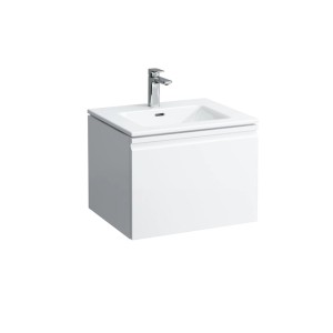 Meuble de salle de bain Laufen Pro S, 60 cm, blanc : Meuble sous-vasque avec lavabo en céramique et robinet.