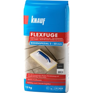 Knauf Flexfuge Bodenspezial Samtschwarz 15kg Sack. Fugenmörtel für Fliesen, Feinsteinzeug und Naturstein.