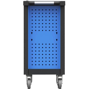 Chariot d'atelier bleu Güde Premium GWPV 7/1 avec panneau perforé et roues.