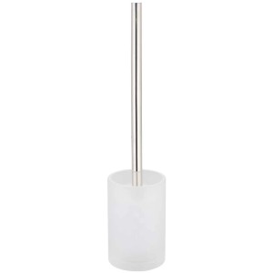 Diaqua WC-Bürsten-Garnitur Pinta Weiss mit Behälter aus Glas und Chrom-Stiel.