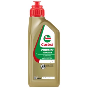 Olio motore Castrol Power1 Scooter 2T, flacone da 1 litro per motori a 2 tempi.