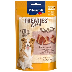 Vitakraft Treaties Bits Salsiccia di fegato, snack premio per cani in confezione da 120g.