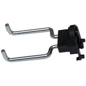 Set di 4 supporti Küpper System, 6 cm, argento-nero, per pannello forato da banco per sospensione utensili.