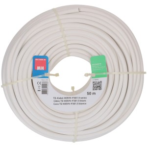 Cavo TD H05VV-F3G1.5 bianco, rotolo da 50 m per installazioni elettriche.