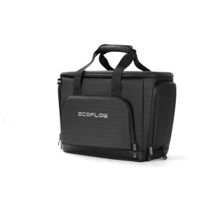Sac de protection noir EcoFlow pour station électrique Delta 3 avec poignées et poches extérieures.