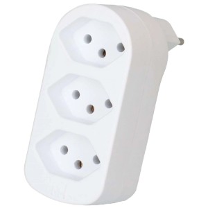 Adaptateur multiprise Max Hauri Adapt avec 3 prises T13 rotatives, blanc.