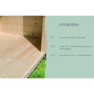 Karibu Fußboden für Gerätehaus Neos/Argos 2 Natur, aus Holz mit Nut- und Federbrettern.