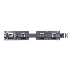 Alberts chiavistello per cancello doppio Nero Diamante, rivestito duplex, 423x70mm, per cancelli da giardino.