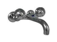 Aquaperl Globo Zweigriff-Wandarmatur 125 mm verchromt mit weissen Griffen Aquaperl Globo Zweigriff-Wandarmatur 125 mm verchromt mit weissen Griffen