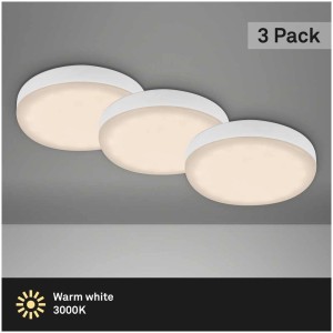 3er Set Briloner LED-Einbauleuchten Plat Weiss, 3W, warmweisses Licht für Deckenmontage.