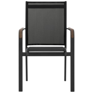 Chaise empilable Doppler Expert Plus Wood, anthracite-noir, avec revêtement textile et accoudoirs en bois.