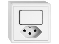 Feller Aufputz-Kleinkombi Edizio.liv Weiss Drucktaster A/R / T13 Feller Aufputz-Kleinkombi Edizio.liv Weiss Drucktaster A/R / T13