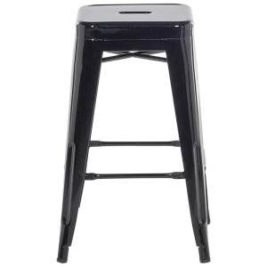 Lot de deux tabourets de bar Beliani Cabrillo en acier noir avec repose-pieds.