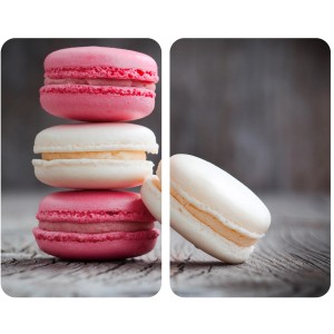 Set di 2 copripiano cottura universali Wenko Macarons, multicolore, con motivo macaron.
