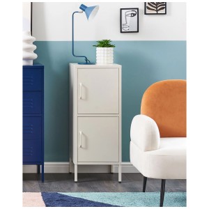Classeur blanc Huron avec 2 portes en acier au design moderne.