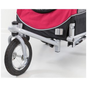 Kit di conversione Trixie Jogger per rimorchio bici L, nero-rosso, con ruota anteriore.