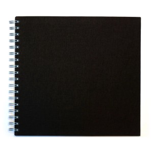 Album à spirale Creative noir avec couverture en lin, 24x24 cm, idéal pour photos ou livre d'or.