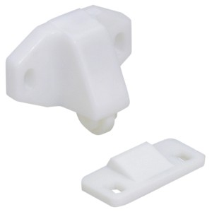Loqueteau de meuble Rollfix blanc (lot de 2) avec contre-plaque à visser.