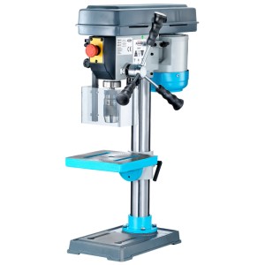Trapano a colonna Alduro BM-14, 250W, con mandrino autoserrante e tavolo di foratura lucido.