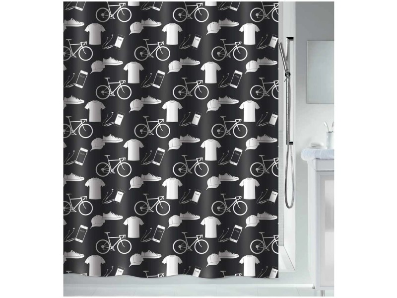 Spirella Duschvorhang Patchwork Textil Schwarz 180 x 180 cm kaufen bei OBI