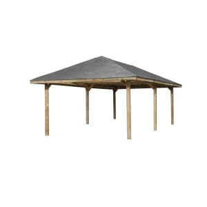 Gazebo da giardino Weka Pavillon Gartenoase 651 B in legno con tetto scuro.