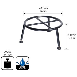 Supporto per piante Wagner® GF0681, nero, Ø 48cm, altezza 25cm, in tubolare d'acciaio, per interni ed esterni.