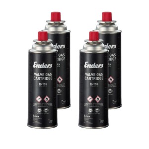 Cartuccia a valvola Enders 227g, set da 4 per fornelli da campeggio. Gas butano per cucinare in modo affidabile in viaggio.