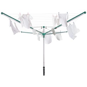 Séchoir rotatif Leifheit Linomatic 600 Deluxe avec 60 m d'étendage et linge suspendu.