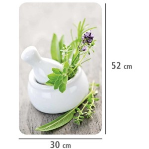 Set 2 copripiano cottura in vetro Wenko, motivo erbe aromatiche, 30x52cm. Protezione universale.